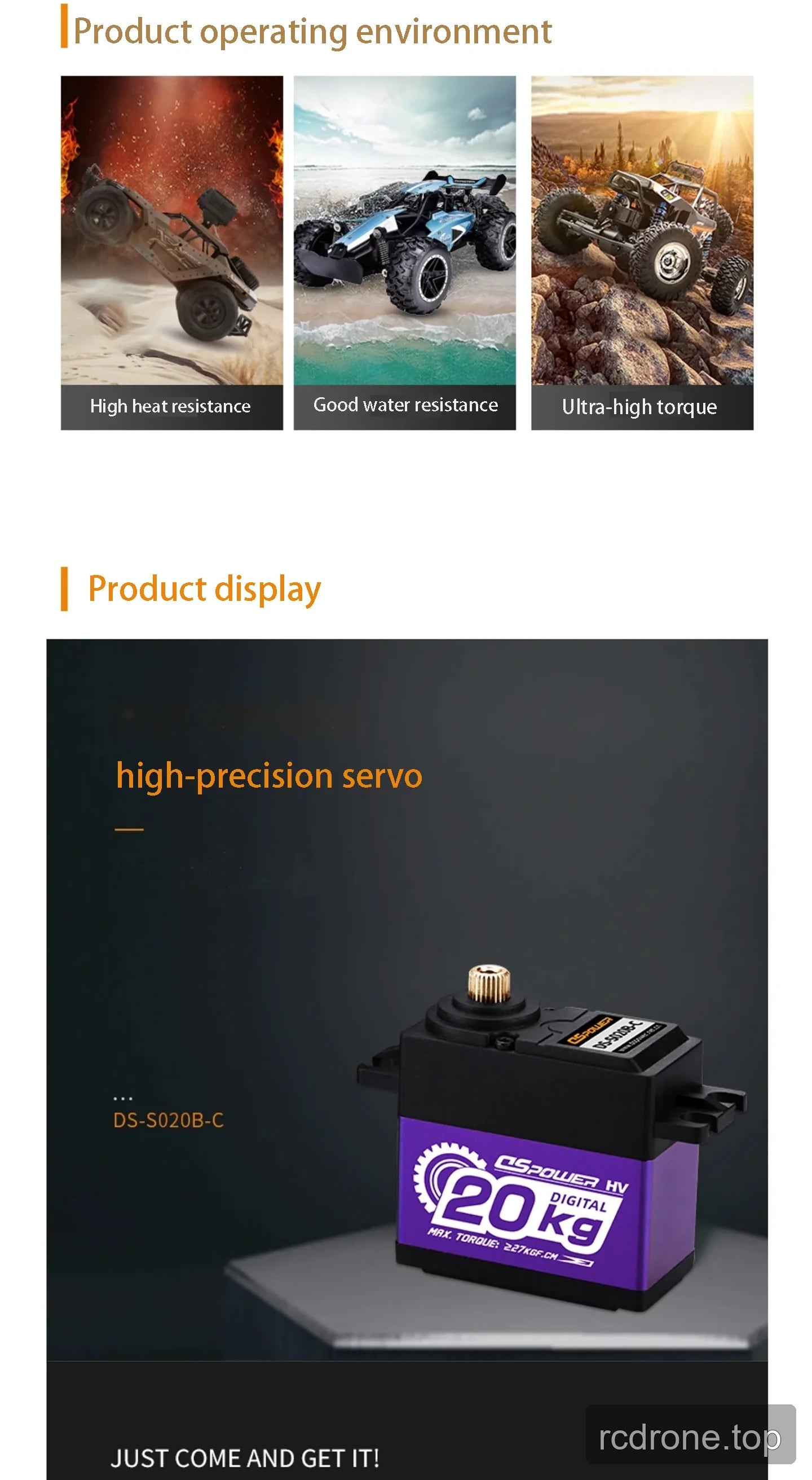 DSpower DS-S020B-C purple digital HV servo with metal output spline and mounting tabs — section 2 of 4