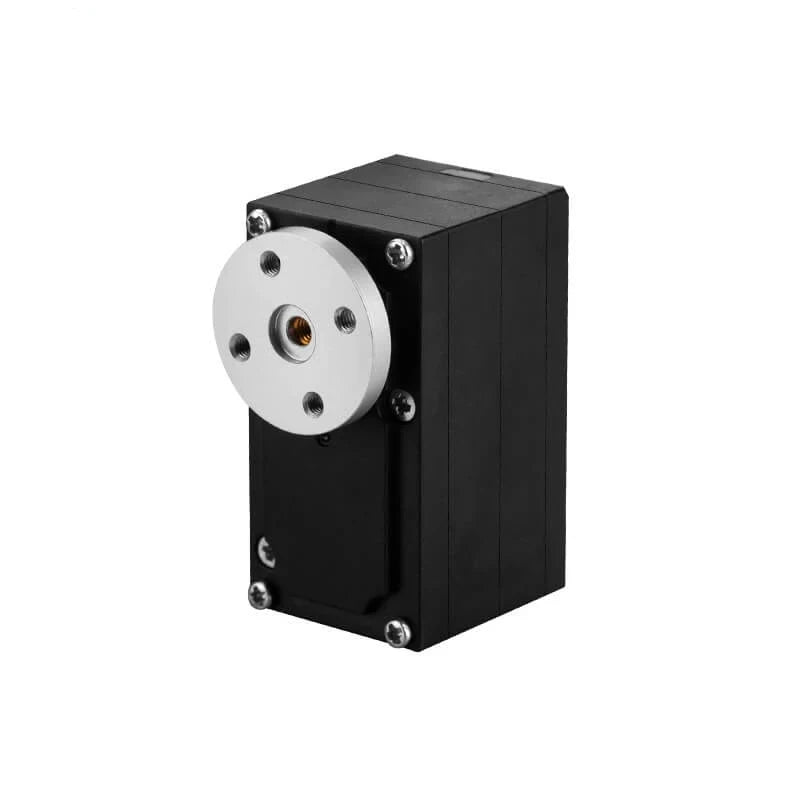Black DSpower DS-SY15A servo motor shown from the output side with a round silver mounting plate.