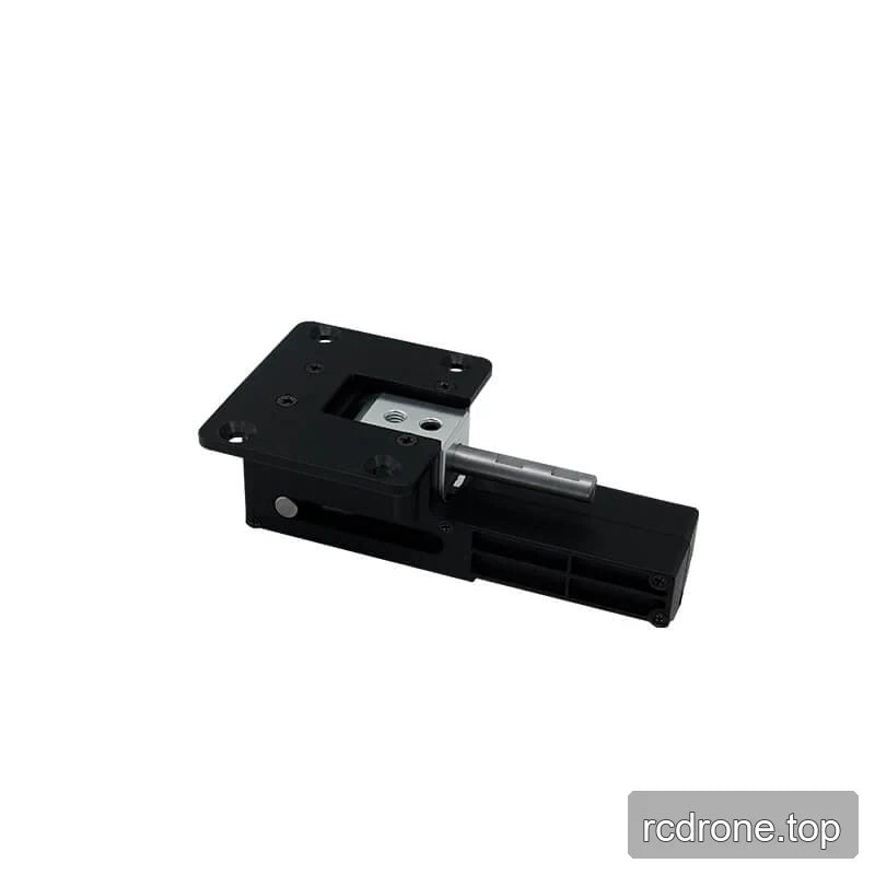 DSpower DS-U006 black servo motor at an elevated side angle, showing its mounting plate, metal insert, and output shaft.