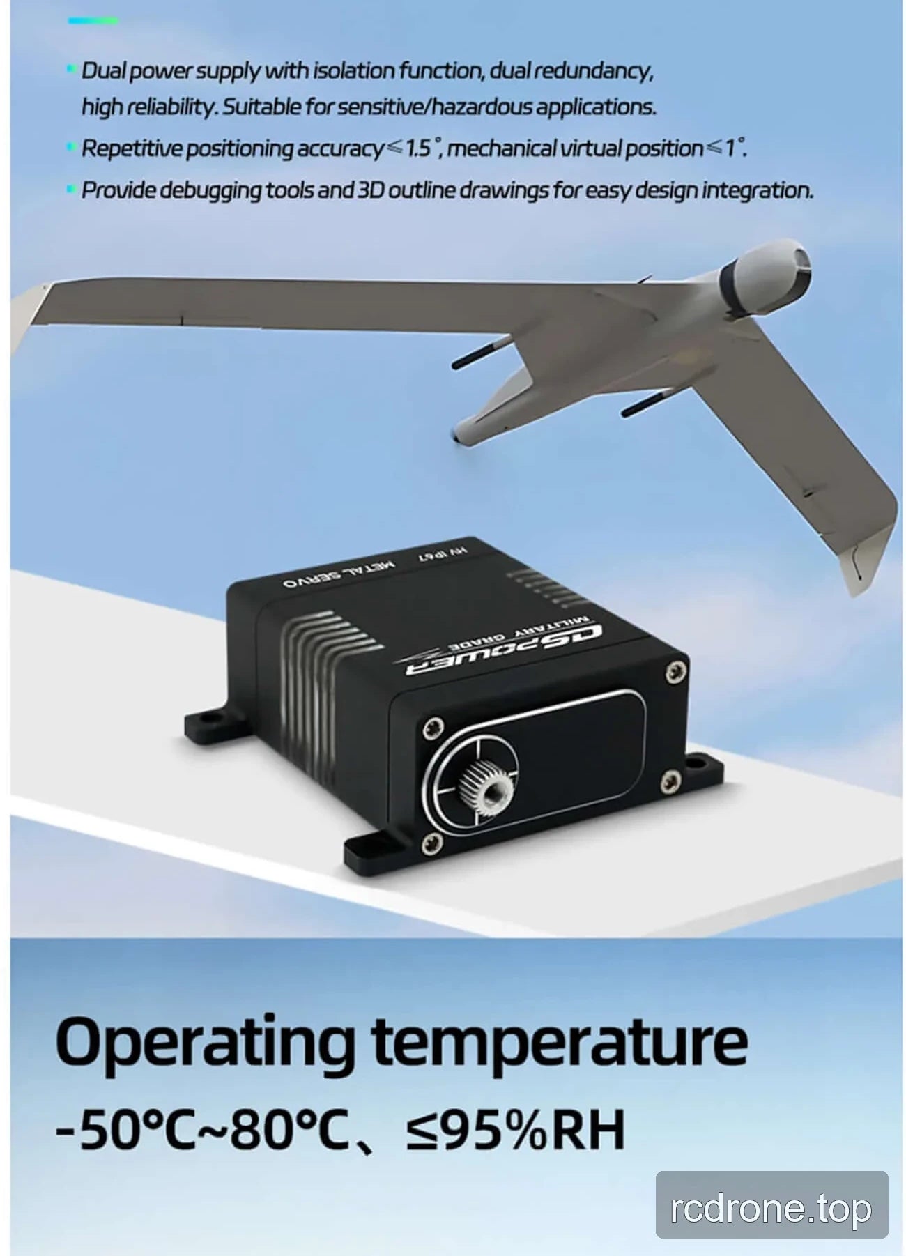 DSpower DS-W002A metal servo feature and operating specification panel — section 4 of 5