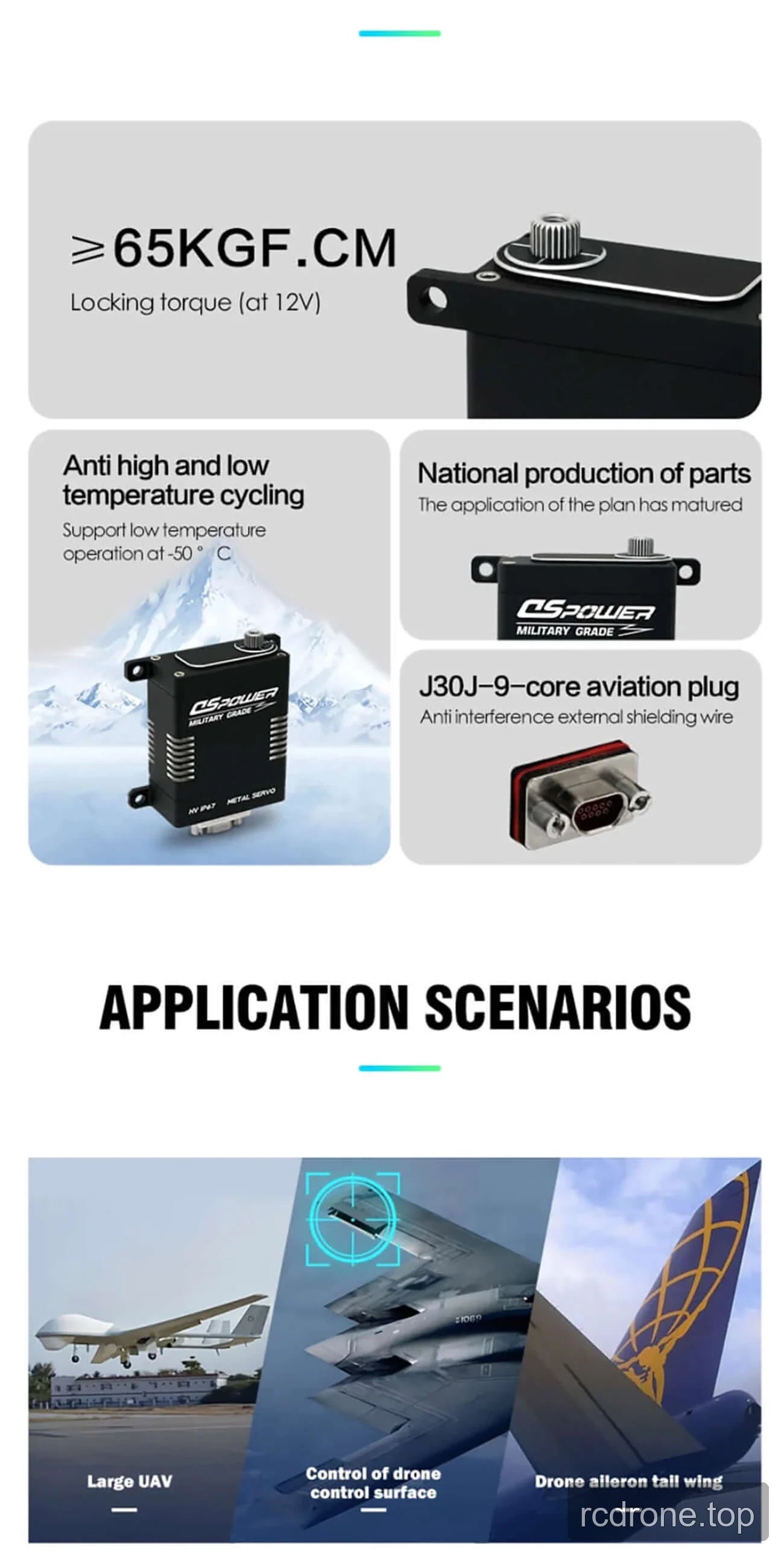 DSpower DS-W002A metal servo feature and operating specification panel — section 2 of 5