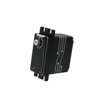 Black DSpower DS-W003A servo motor shown from the output end, with splined shaft, mounting tabs, and silver side accents.