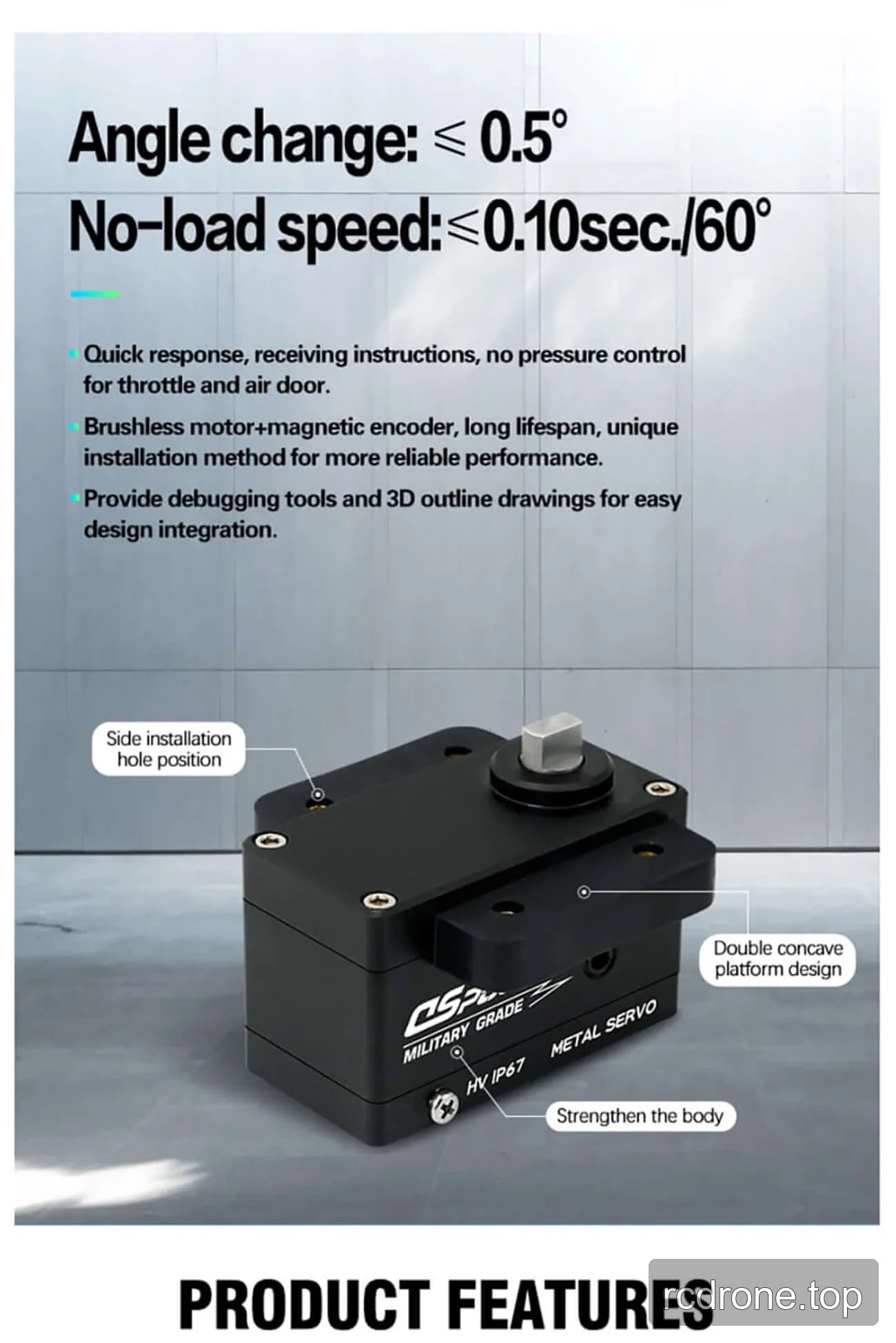 DSpower DS-W004B servo motor with labeled design and interface features — section 4 of 5