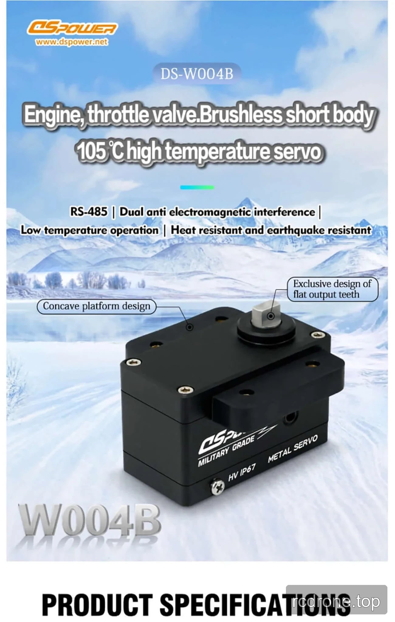 DSpower DS-W004B servo motor with labeled design and interface features — section 1 of 5