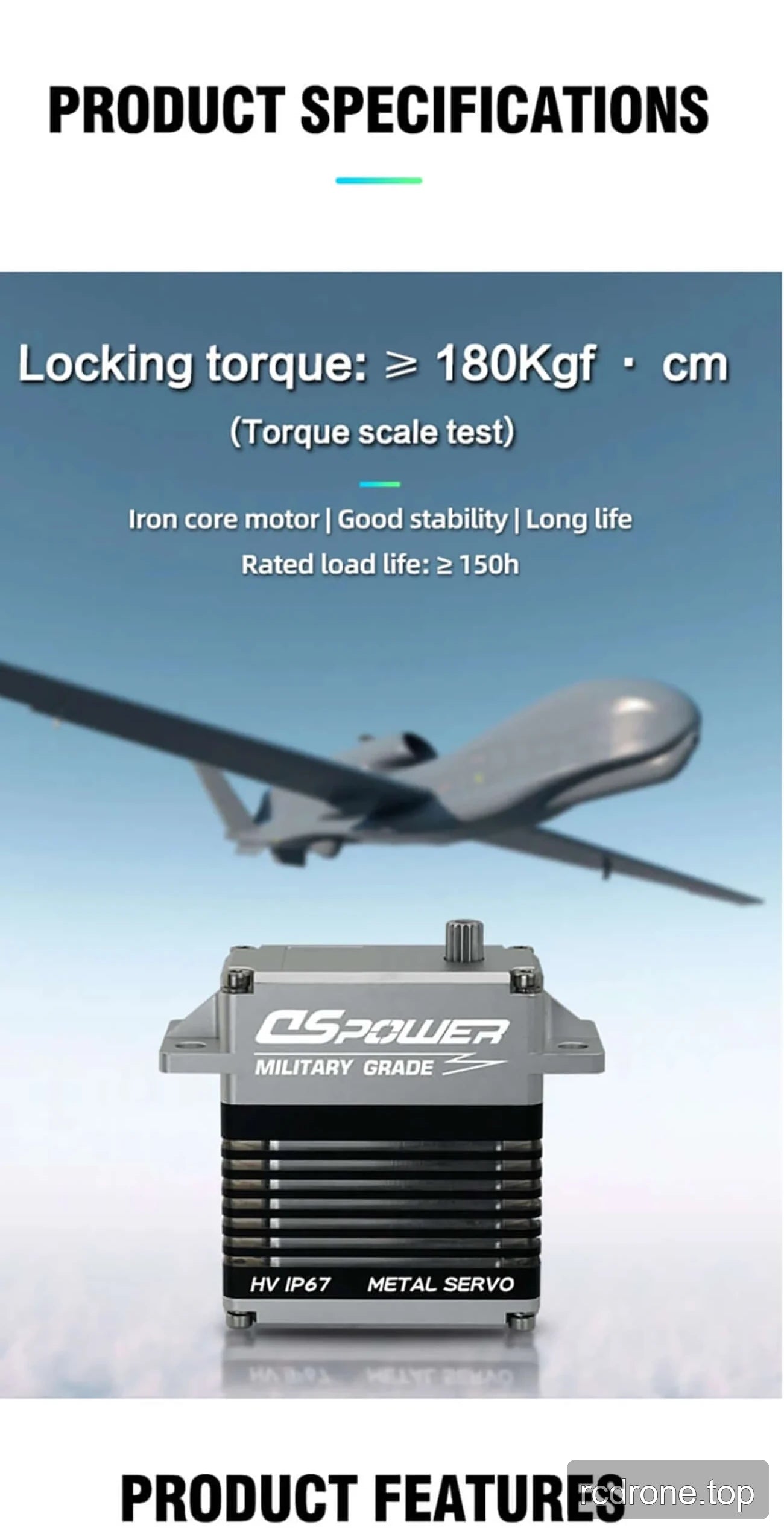 DSpower DS-W005A servo with technical feature panels — section 3 of 4