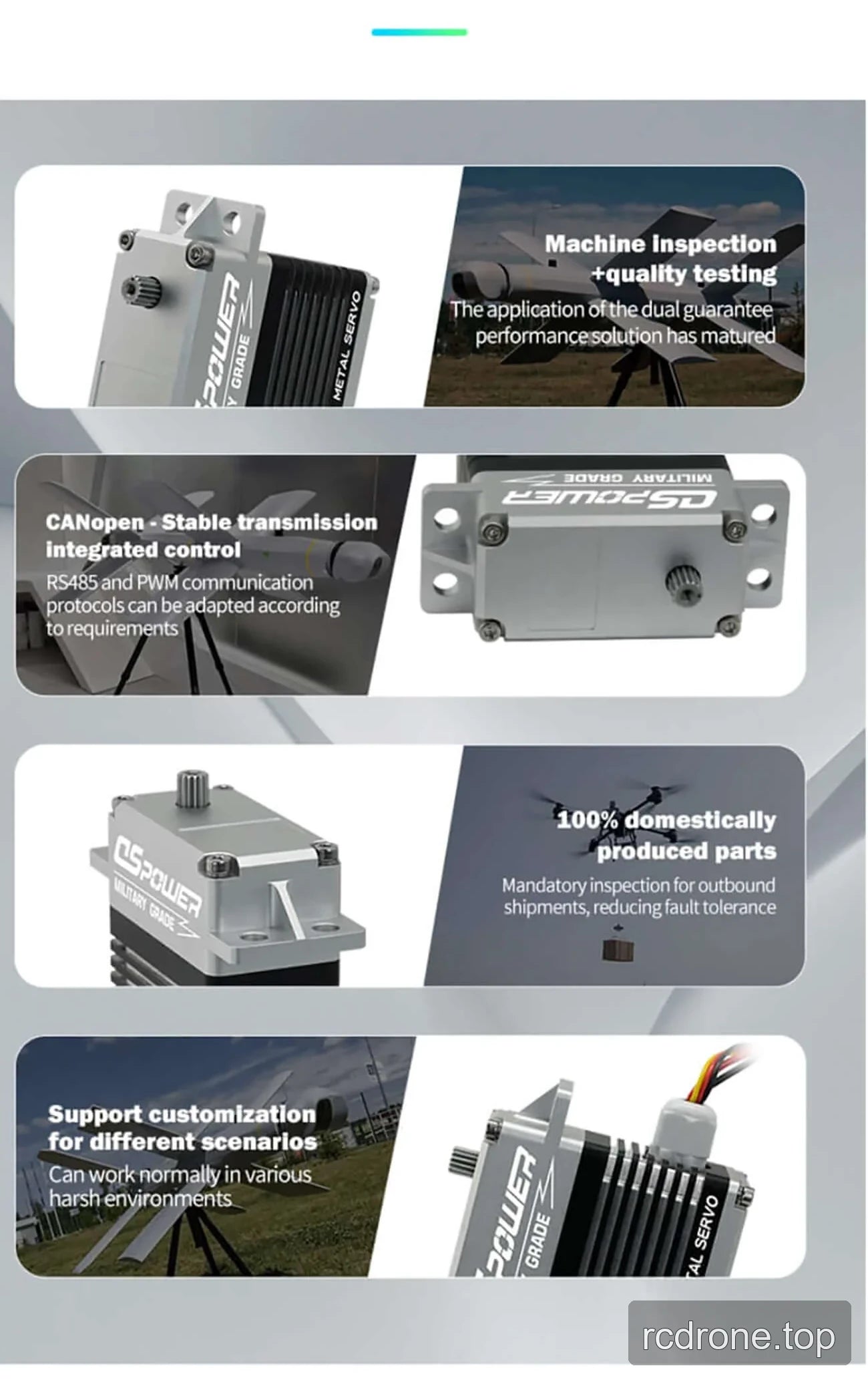DSpower DS-W005A servo with technical feature panels — section 4 of 4