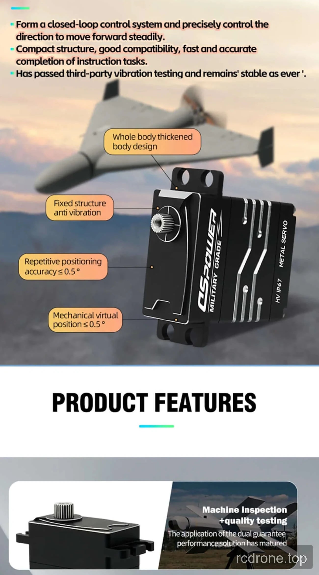 DSpower DS-W007A metal PWM servo feature graphic — section 4 of 5