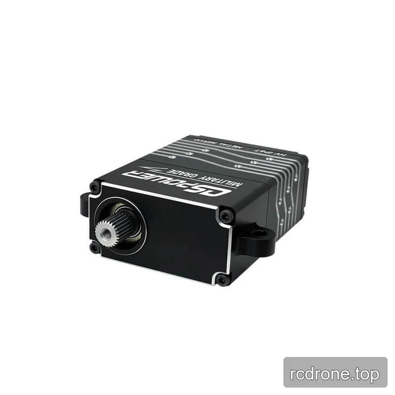 DSpower DS-W008A servo lying on its side, with the splined output shaft and front cover facing the viewer.