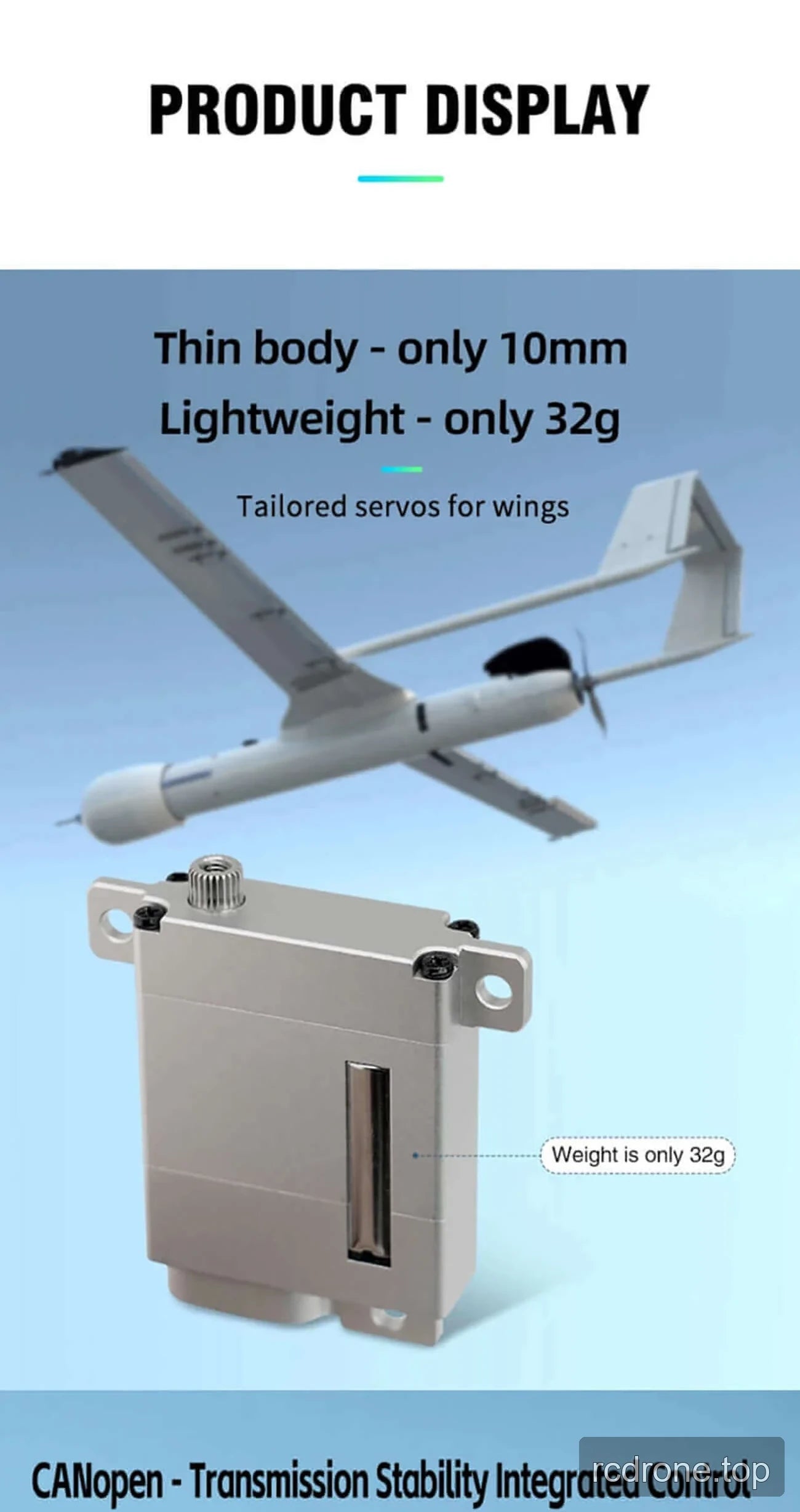 DSpower DS-W009A flat bus servo with 10 mm body-width callout — section 3 of 5