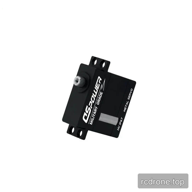 Top-oriented view of the black DSpower DS-W011A servo motor showing mounting tabs and splined output shaft.