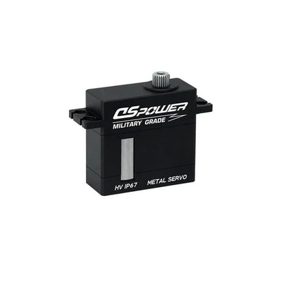Black DSpower DS-W011A servo motor in front three-quarter view with splined output shaft and mounting tabs.