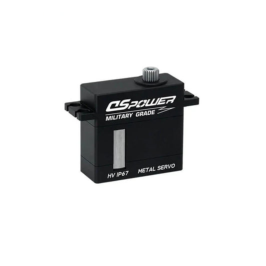Black DSpower DS-W011A servo motor in front three-quarter view with splined output shaft and mounting tabs.