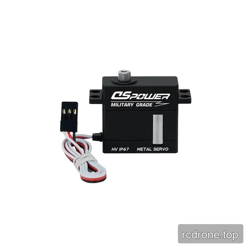 Black DSpower DS-W011A servo motor with attached three-wire lead and black three-pin connector.