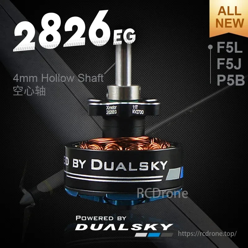 Dualsky XM28 brushless motor features a 4mm hollow shaft, suitable for F5L, F5J, and P5B models.