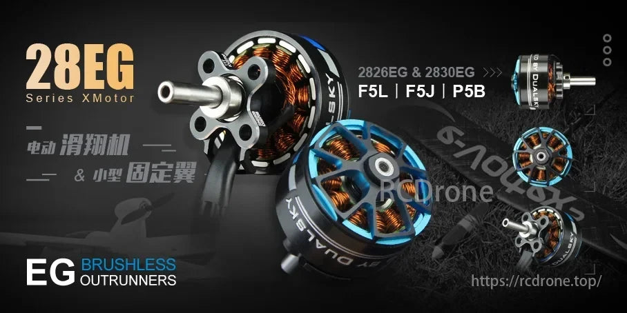 Dualsky XM28 Brushless Motor, Dualsky XM28EG Series Brushless Outrunners for electric gliders and small fixed-wing models, including 2826EG, 2830EG, F5L, F5J, P5B.