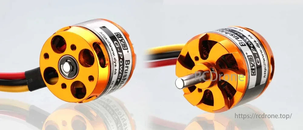 DYS D3536 Brushless Motor, Brushless motor with various KV options, pull ratings, and compatibility with 2-4s LiPo batteries.
