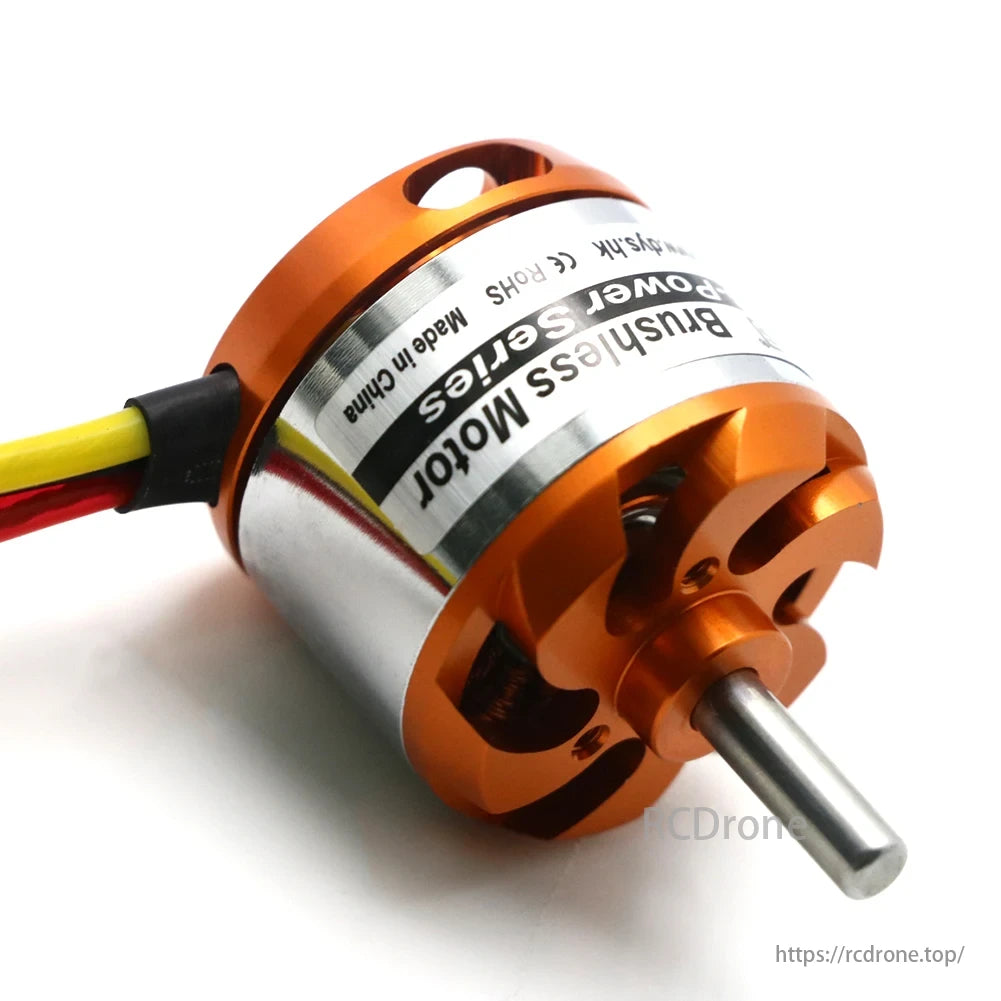 DYS D3536 Brushless Motor, Chinese-made, features yellow and red wires.
