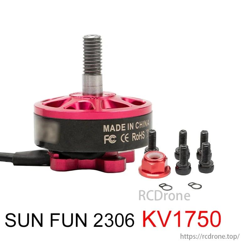 SUN FUN 2306 KV1750 brushless motor, ideal for RC FPV racing drones with powerful performance.
