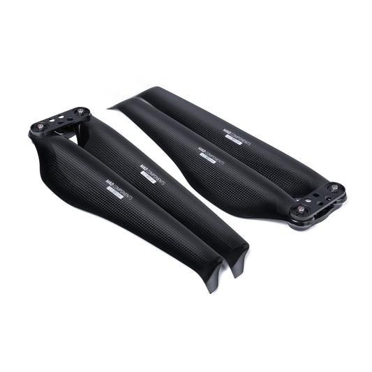 MAD FLUXER Pro glossy carbon fiber folding propeller blades with mounting hub, black finish