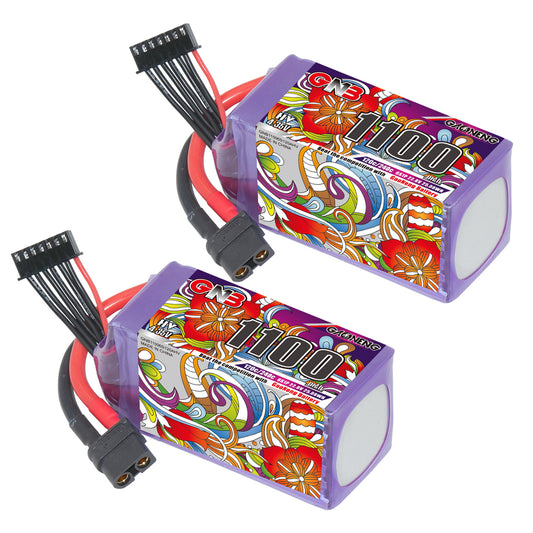 GAONENG GNB11006S120AHV LiHV LiPo Battery pair, 6S 1100mAh packs with balance lead and XT60-style plug