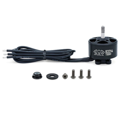 BAT B3214 730KV brushless motor with three lead wires, prop adapter and mounting screws
