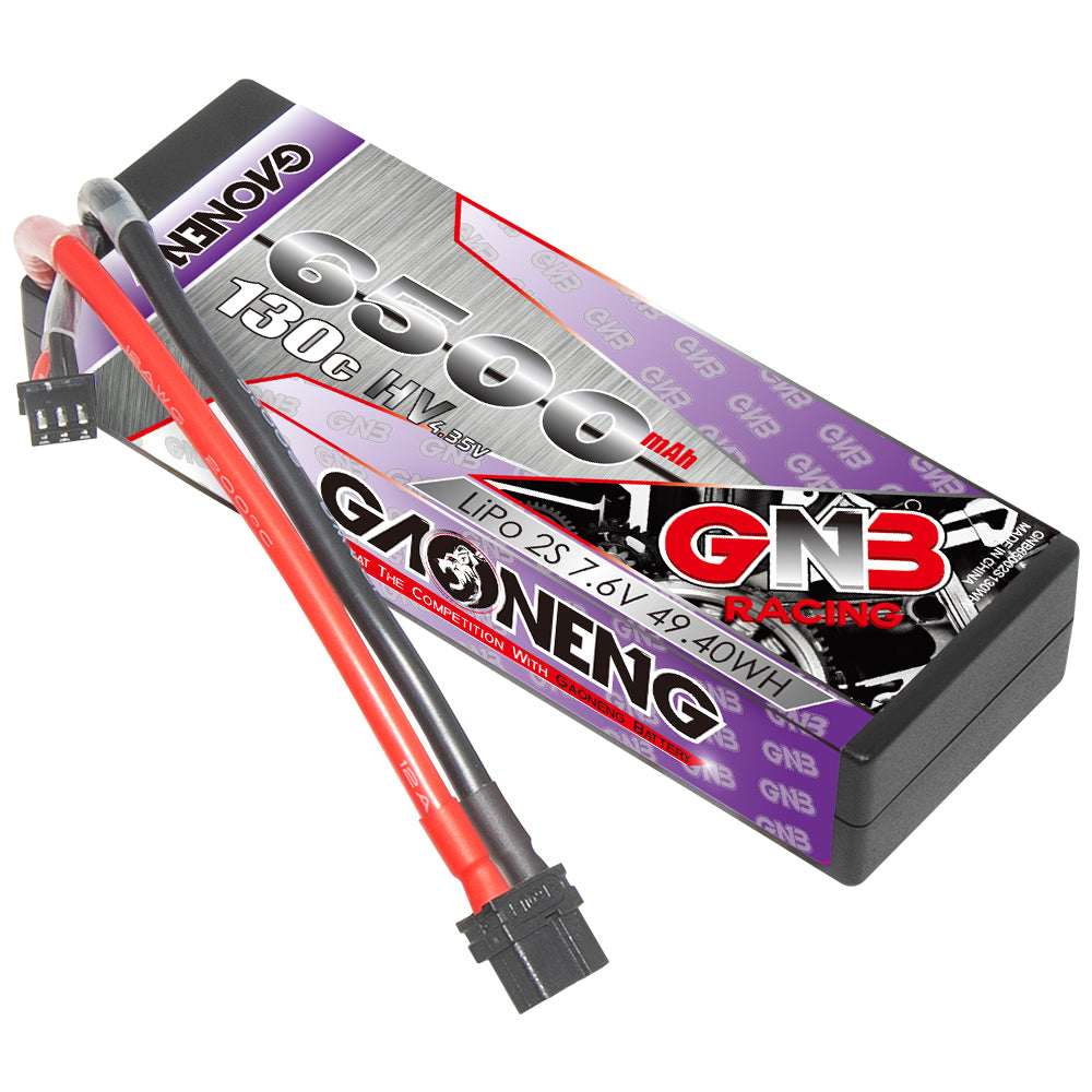 GNB LiHV 2S 7.6V 6500mAh 130C hard case RC car battery with XT60 and balance lead
