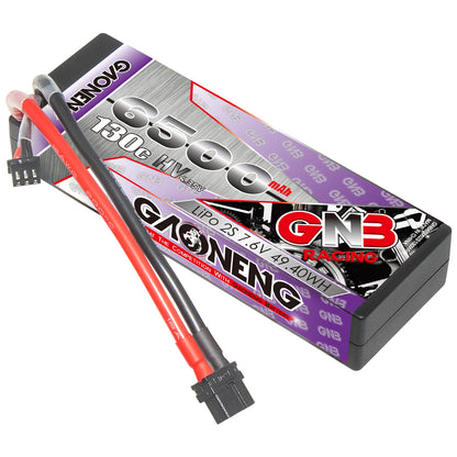 GNB LiHV 2S 7.6V 6500mAh 130C hard case RC car battery with XT60 and balance lead