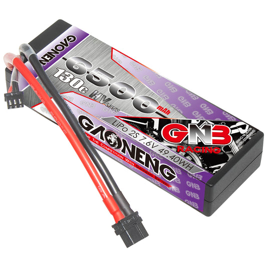 GNB LiHV 2S 7.6V 6500mAh 130C hard case RC car battery with XT60 and balance lead