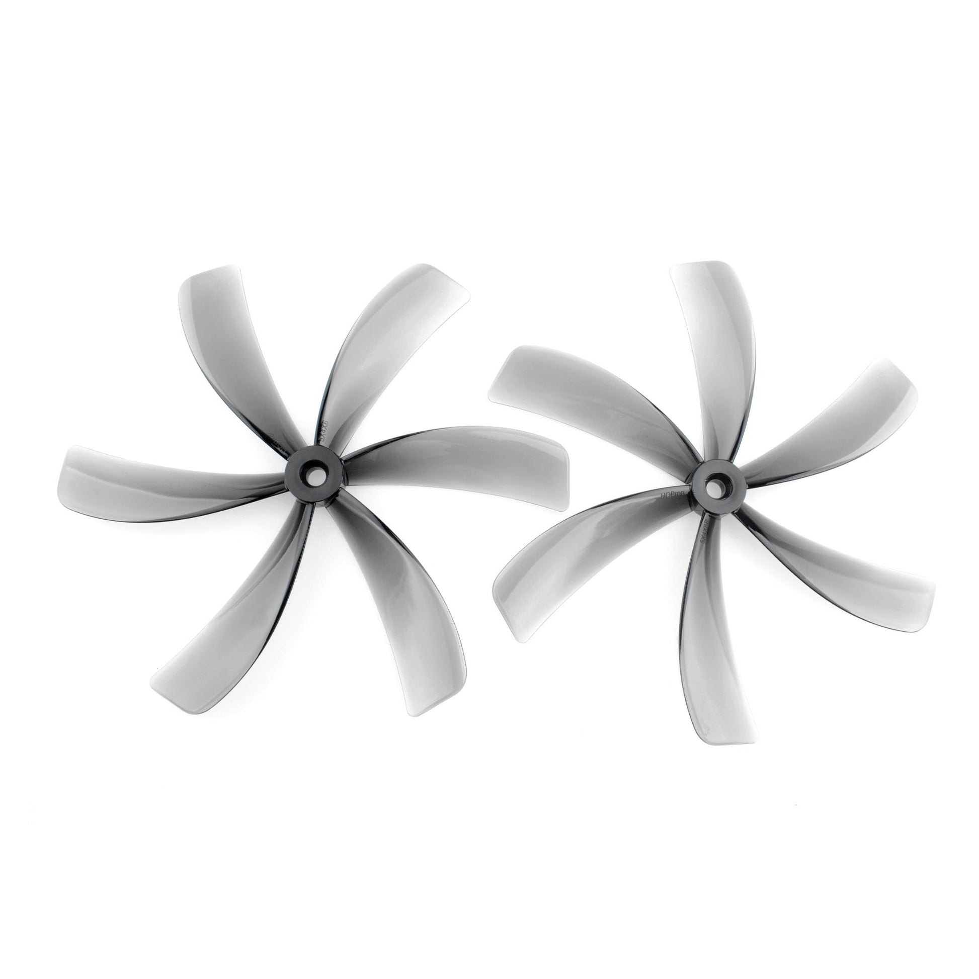 HQProp 5X4X6 light grey polycarbonate 5-inch 6-blade propeller set, 5mm shaft (2 CW + 2 CCW)