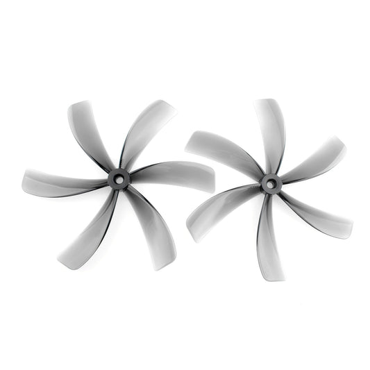 HQProp 5X4X6 light grey polycarbonate 5-inch 6-blade propeller set, 5mm shaft (2 CW + 2 CCW)