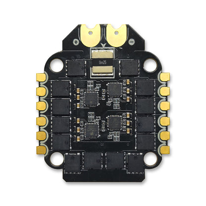 BrotherHobby Returner 4-in-1 drone ESC board with gold battery pads, motor solder pads, and 0m25 shunt resistor