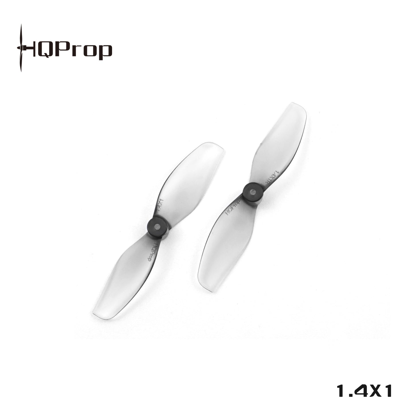 HQProp Ultralight Whoop propellers with 1.4x1 size marking, two translucent 2-blade props