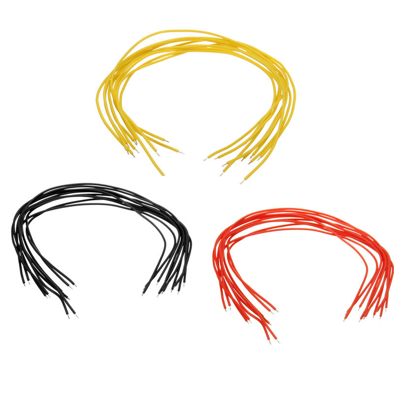 10pcs silicone wire cable set with pre-stripped ends, yellow, black and red leads