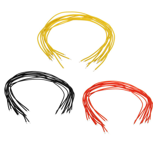 10pcs silicone wire cable set with pre-stripped ends, yellow, black and red leads