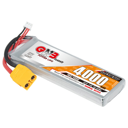 GAONENG GNB 2S 7.6V 4000mAh 70C LiHV LiPo Battery angled view with XT90 connector