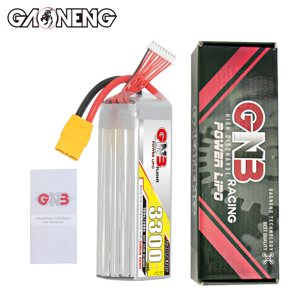 Package contents: GNB 3300mAh LiPo battery with retail box and instruction leaflet