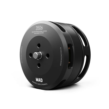 MAD 3506 IPE V1.0 drone motor with black anodized housing, vented bell, and front mounting holes