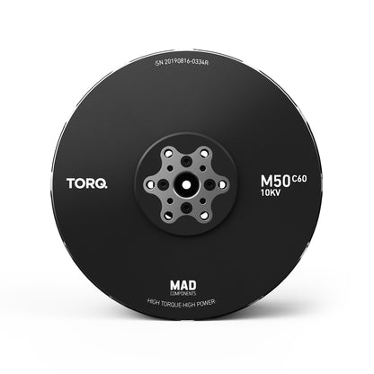 MAD M50C60 PRO IPE Manned Motor, MAD TORQ M50C60 motor front view with central multi-hole mount and visible “M50C60 10KV” marking