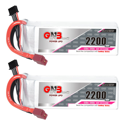 Two GAONENG GNB 3S 11.1V 2200mAh 120C LiPo batteries shown side by side