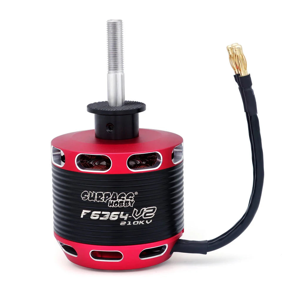 Surpass Hobby F6364 210KV brushless motor with pre-soldered wires and gold bullet connector