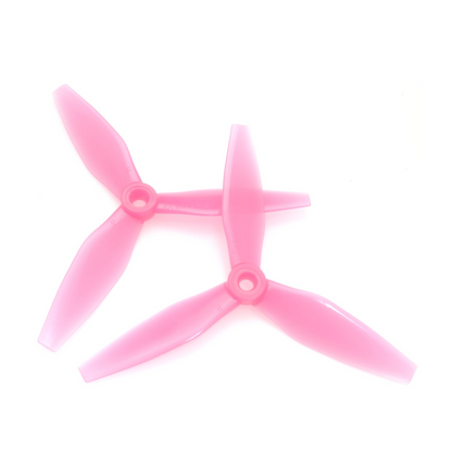 HQProp 5x4.5x3V3 5-inch 3-blade polycarbonate drone propellers, pink pair on white