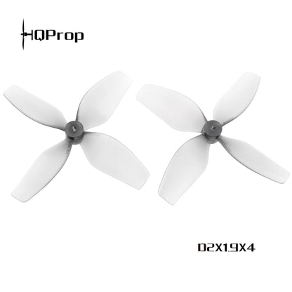 HQProp D2X1.9X4 Cinewhoop Propeller set, four-blade props with HQProp logo and D2X1.9X4 text