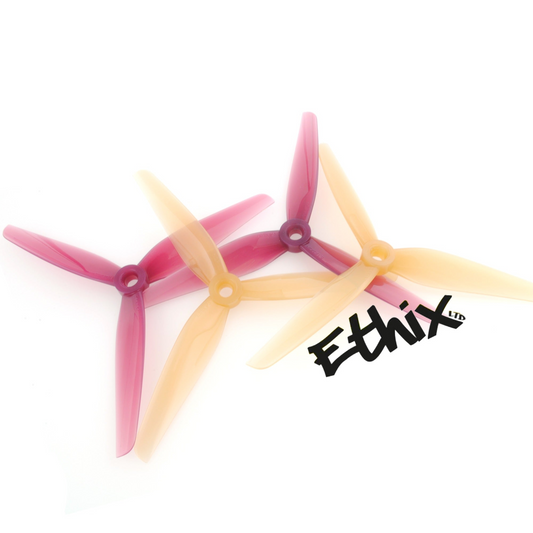 HQProp Ethix P3 Peanut Butter & Jelly 5.1x3 tri-blade FPV propellers, pink and tan set