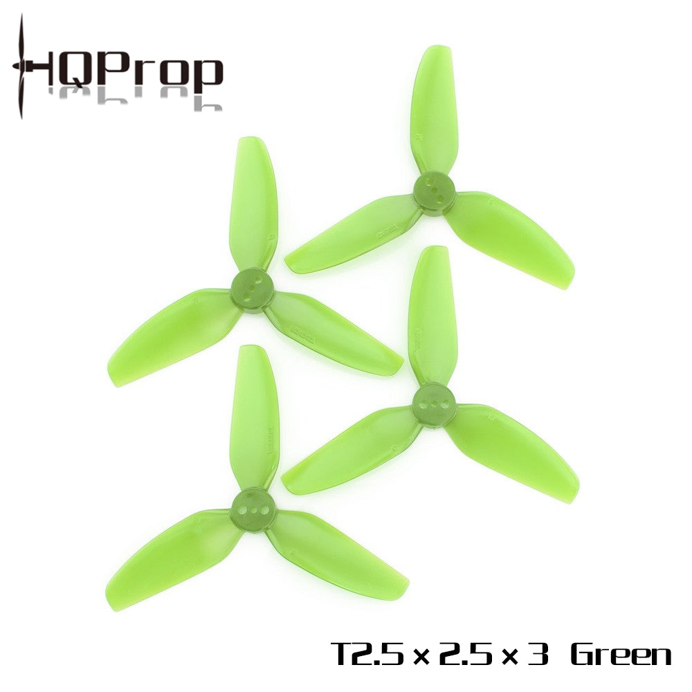 HQProp T2.5x2.5x3 three-blade propellers in green, set of four