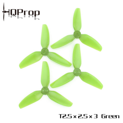 HQProp T2.5x2.5x3 three-blade propellers in green, set of four