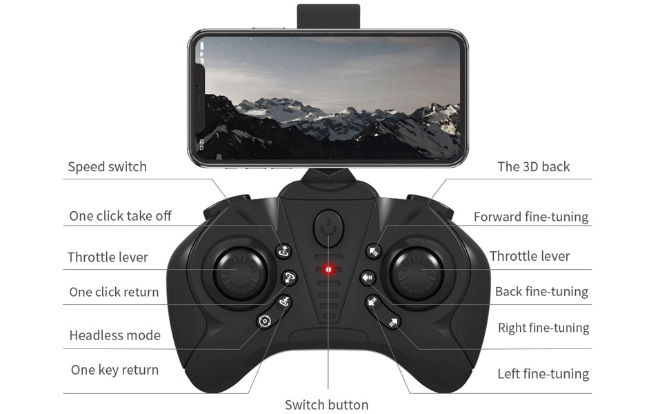 Lozenge HJ66 Drone, speed switch the 3d back one click take off forward fine throttle lever