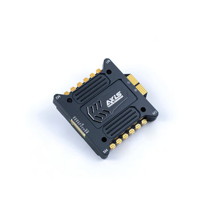Axisflying Argus Pro ESC with CNC aluminum cover, black case and gold solder pads for M1–M4 motor outputs