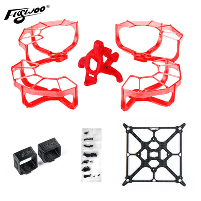 Flywoo Firefly 2S Nano Baby 20 HDZero frame kit with red prop guards, top mount, screws, and carbon plate