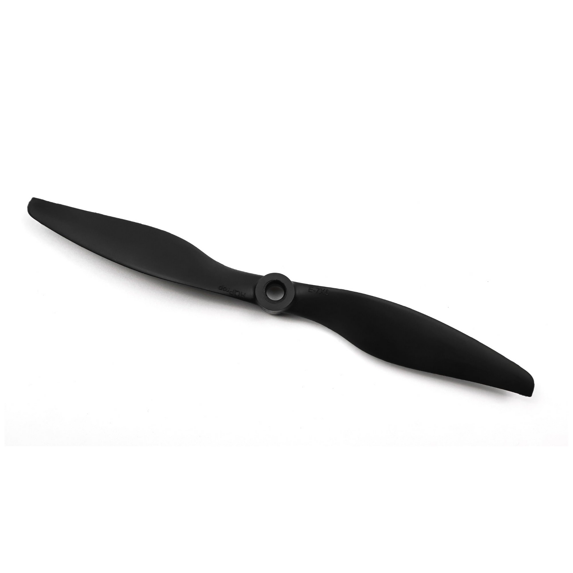 HQProp thin electric propeller 7x5 CCW, black two-blade design with center hub on white