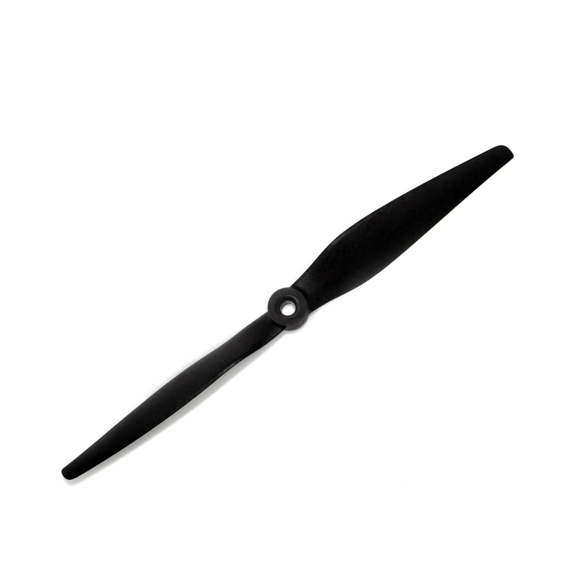 HQProp 7x12 thin electric propeller, black 2-blade nylon with 5mm center hub, isolated on white
